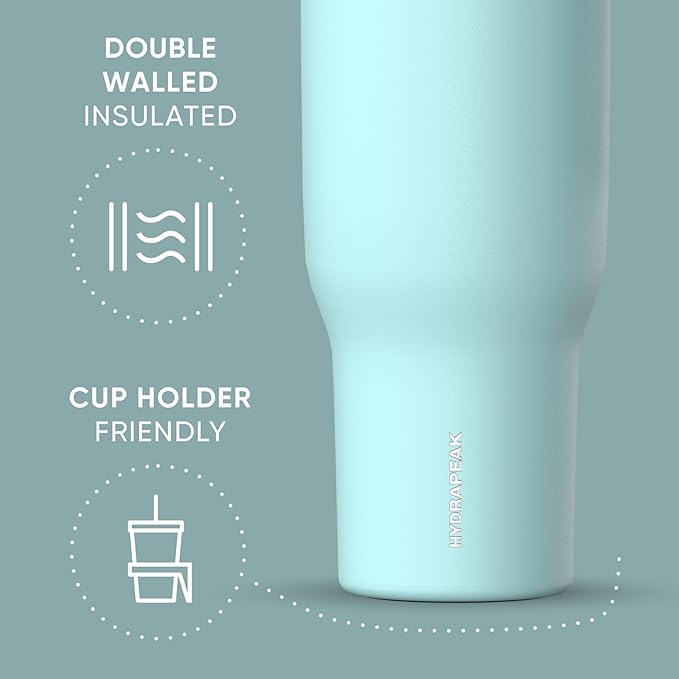 Hydrapeak Voyager 40 oz Tumbler with Handle and Straw Lid | Reusable Stainless Steel Water Bottle Travel Mug Cupholder Friendly | Insulated Cup (Alpine) - Bloomnest