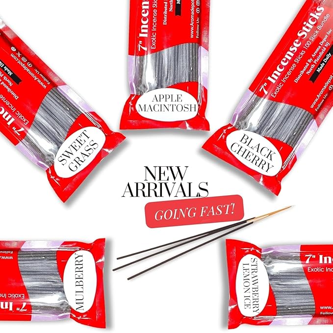 Designer Type 7'' Incense Sticks - Variety Set 500 Pack - 7 inch - 5 Bundles 100 Sticks Per Fragrance Scent. Set Features Black Liver Matter, Kool Water, Desire, Obama & Obsession Type AromaDepotInc