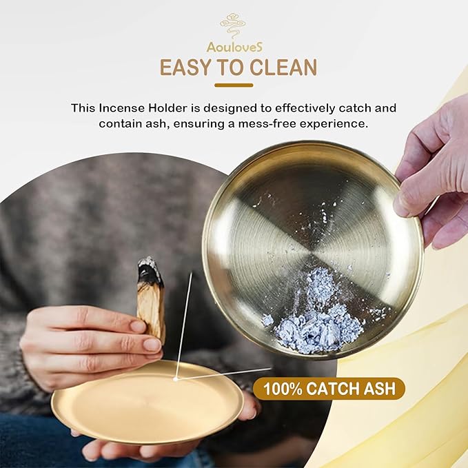 5 in 1 Incense Burner,Upgrade 5.5 Inch Brass Incense Holder for Incense Sticks/Coil Incense Cones, Brass Ash Catcher for Meditation Yoga Roomr,Home Fragrance Decoration