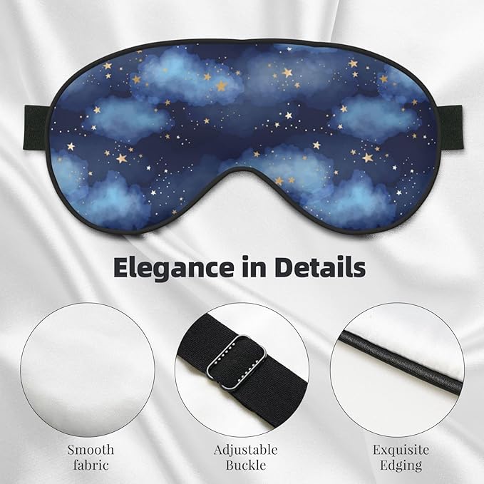Sleep Eye Mask Blue Vast Night Sky Stars Sleep Mask for Women Men Comfortable Eye Mask with Adjustable Strap Soft Eye Cover Blindfold for Travel Yoga Nap Shift Work - Bloomnest