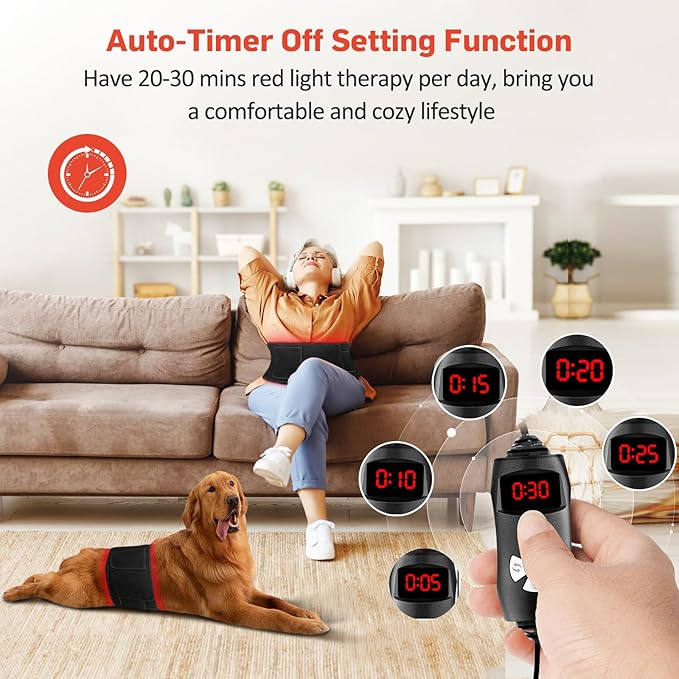 Red Light Therapy for Body, Infrared Light Therapy for Belt Shoulder Waist, Upgraded 3 in 1 LED Beads, 660nm Red Light & 850nm Near Infrared Light Therapy Belt Wrap Timer Remote Control GMOWNW