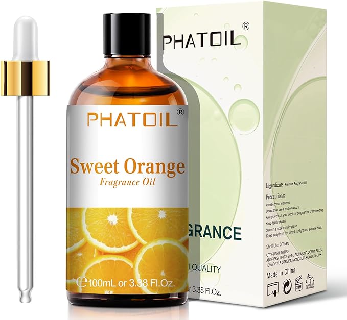 PHATOIL 100ML Sweet Orange Fragrance Oils for Aromatherapy, Diffuser Oils for Home, Perfect for Humidifier, Yoga, DIY Candle and Soap Making - 3.38FL.OZ - Bloomnest