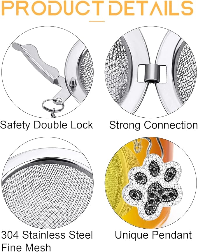 Loose Tea Steeper 2pcs Tea Ball Cute Tea Infuser Tea Diffusers for Loose Tea Black and White Diamond Dog Paw Pendant Tea Leaf Strainer for Loose Tea Gifts for Girls Women Couple