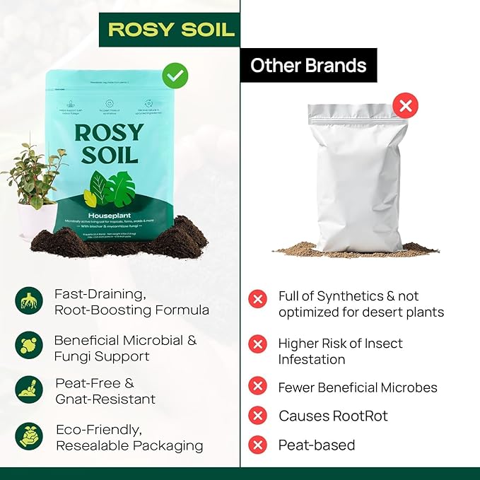 Rosy Soil Indoor Potting Soil for House Plants - Organic Potting Soil Mix for Indoor Plants - Enriched w/Root-Boosting Biochar for Foliage Plants, Flowers, Herbs - Peat Free, Less Prone to Gnats - 8qt - Bloomnest