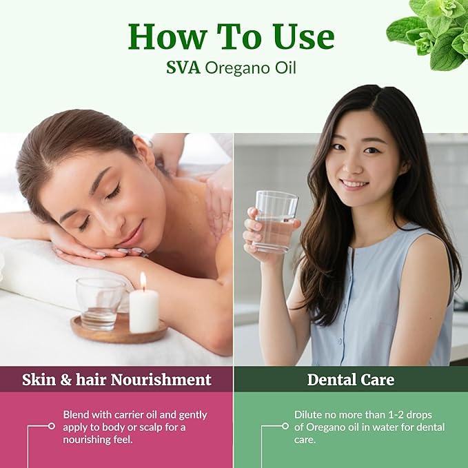 SVA Oregano Essential Oil – 4 Fl Oz – 100% Natural Oregano Oil - for Diffuser, Hair Care, Face, Skin Care, Aromatherapy, Scalp and Body Massage, Soap and Candle Making – with Dropper - Bloomnest