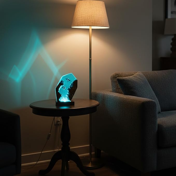 Handmade 3D Ocean Resin Lamp, Epoxy Ocean Night Light with Wooden Base, LED Color Changing Table Lamp, USB Powered Dragons Decor, Unique Ocean Gift for Bedroom & Home Office (Manta Ray) - Bloomnest
