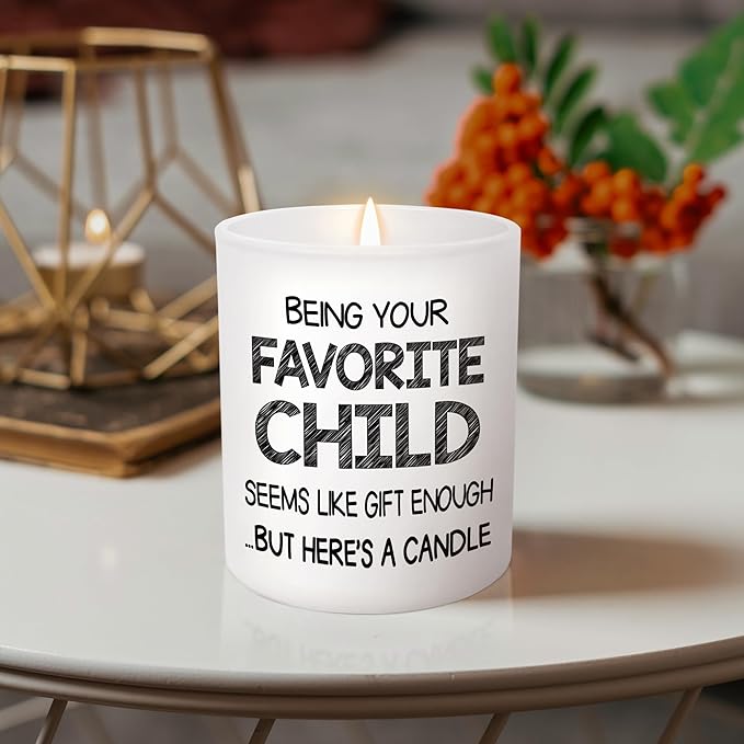 TEEZWONDER Birthday Gifts for Mom from Daughter Son - Favorite Child Vanilla Lavender Candle 10 oz - Dad Mom Birthday Gifts, Funny Gift for Grandma Grandpa, Scented Candles for Men Women - Bloomnest