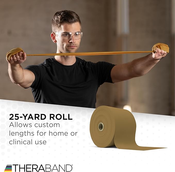 THERABAND Resistance Band 25 Yard Roll, Non-Latex Professional Elastic Stretch Bands for Upper & Lower Body Exercise Workouts, Physical Therapy, Lower Pilates, Flexibility, & Rehab, Dispenser Box - Bloomnest