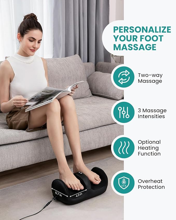 Nekteck Foot Massager with Heat & Foot Roller, Shiatsu Calf Leg Massager for Circulation and Neuropathy Pain Relief for Feet Care Home Office Gadgets Relaxing Massage Tools Gifts for Women Men Mom Dad - Bloomnest
