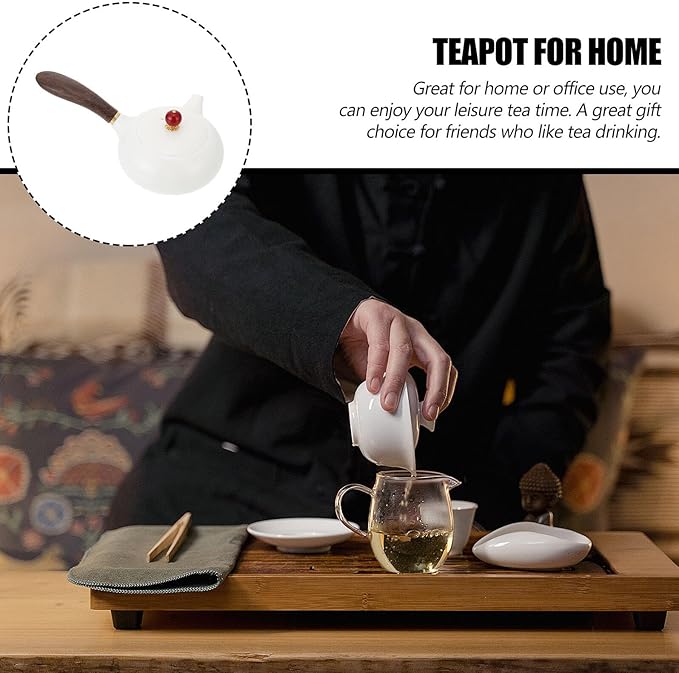 Ceramic Tea Maker with Side Handle Small Teapot for Loose Leaf Tea Lightweight Porcelain Teaware for Home Office Restaurant