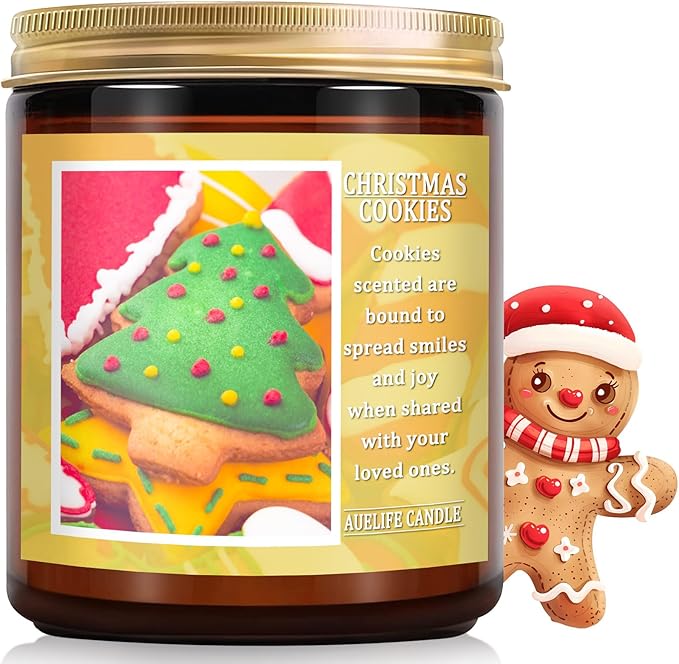 Christmas Candle | Christmas Cookies Candle Scents of Merry Cookie Dough Sugar Cookies for Santa Holiday, Christmas Scented Candles for Home - 7 oz Aromatherapy Jar Candles, Gift for Women and Men - Bloomnest