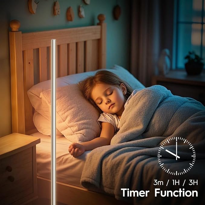 LED Corner Floor Lamp for Living Room, Minimalist Light with Remote Control, Stepless Adjustable 2700k-6500k Colors & Brightness, Modern Reading Bright Light, 58" Standing Lamp for Bedroom Home Office - Bloomnest