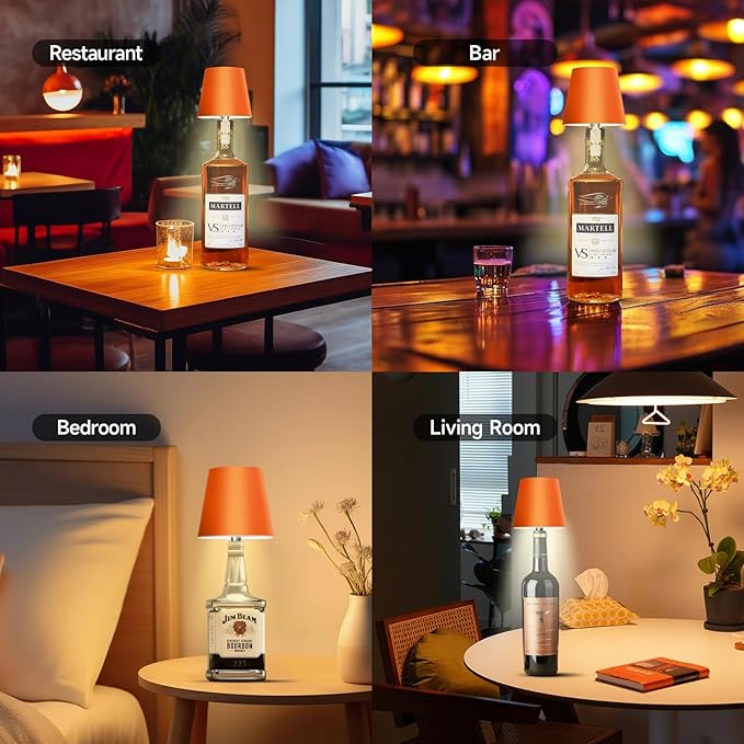 2025 New Wireless Bottle Lamp - LED Bottle Lights for Liquor & Wine Bottles, Cordless Lampshade, Whiskey Bottle Top Light, Bottle Stopper Night Light Kit, Rechargeable 3-Tone Touch-Dimmable - Bloomnest