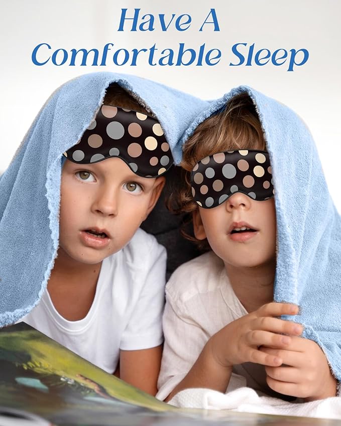 Sleep Mask for Kids - Silk Eye Mask for Sleeping Cute Cartoon Kids Sleep Mask for Boys Girls Teens Soft Smooth Adjustable Straps Silk Kids Eye Cover, Geometric Miqi - Bloomnest
