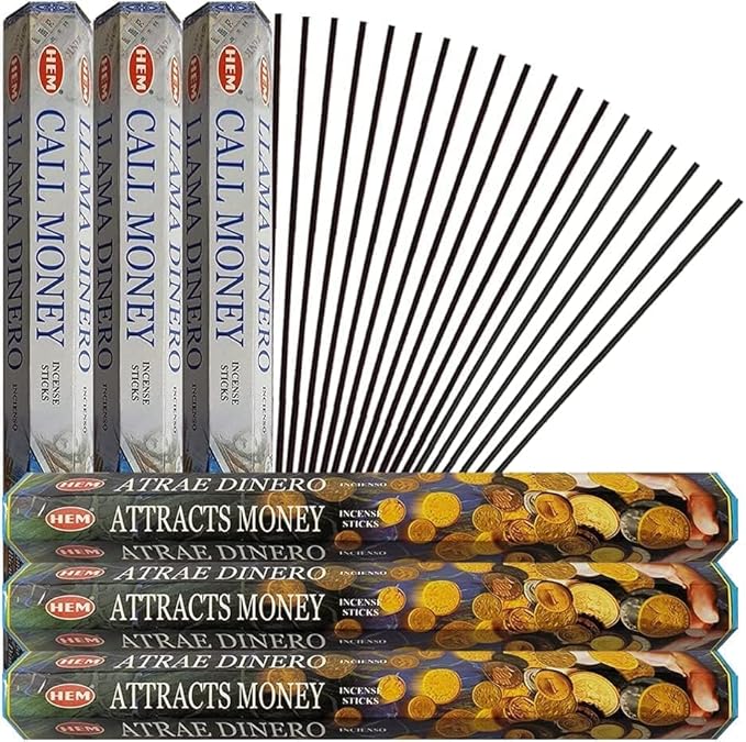 Call Money & Attracts Money Incense Sticks & Holder Bundle Variety Pack from Hem Trumiri Insense Insence