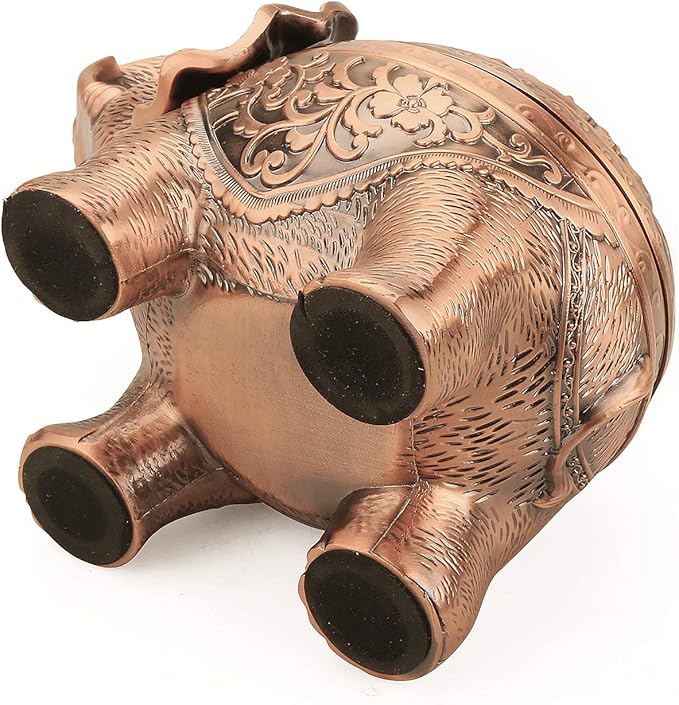 K COOL Alloy Incense Holder Stand Elephant Cone Coil Incense Burner Ash Catcher with Lid, Aromatherapy Ornament Home Decoration for Indoor Outdoor (Red Copper) - Bloomnest