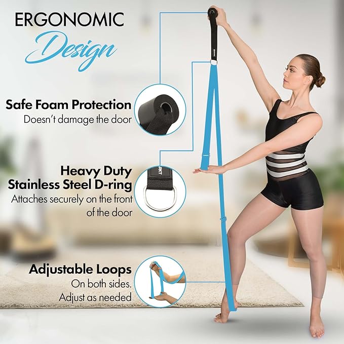 Stretching Strap With Door Anchor - Stretching Equipment to Improve Legs Flexibility - Splits Trainer For Home Ideal In Ballet, Dance, Cheerleading, Taekwondo, Yoga, Pole Dancing & Gymnastics - Bloomnest