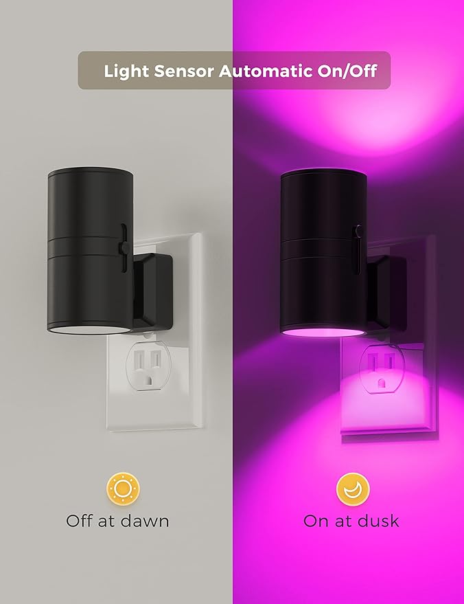 L LOHAS LED Night Light, Night Lights Plug into Wall, Color Changing Nightlight RGB with Light Sensor, Home Decor for Kids Gifts, Halloween, Christmas, Holiday, Hallway Bedroom Kids Room, 2 Pack - Bloomnest