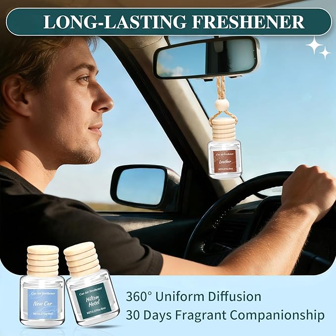 6 Pack Premium Car Air Freshener, Long Lasting Luxury Diffuser Set, Hanging Executive Vehicle Interior Decor Scent Unisex - Bloomnest