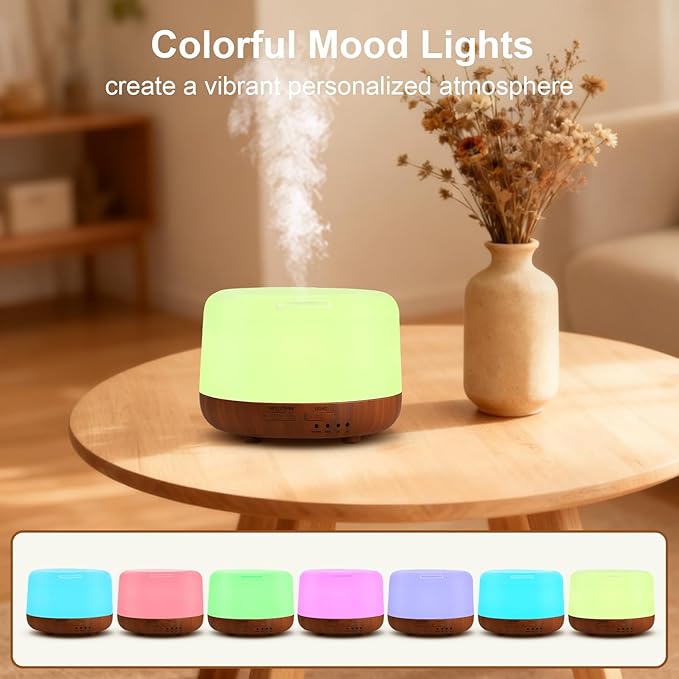 300ML Essential Oil Diffuser for Home, Aromatherapy Diffuser with Remote Control, 7-Color LED Light and 4 Timers, Quiet Auto-Off, Easy to Use for Bedroom Office - Bloomnest