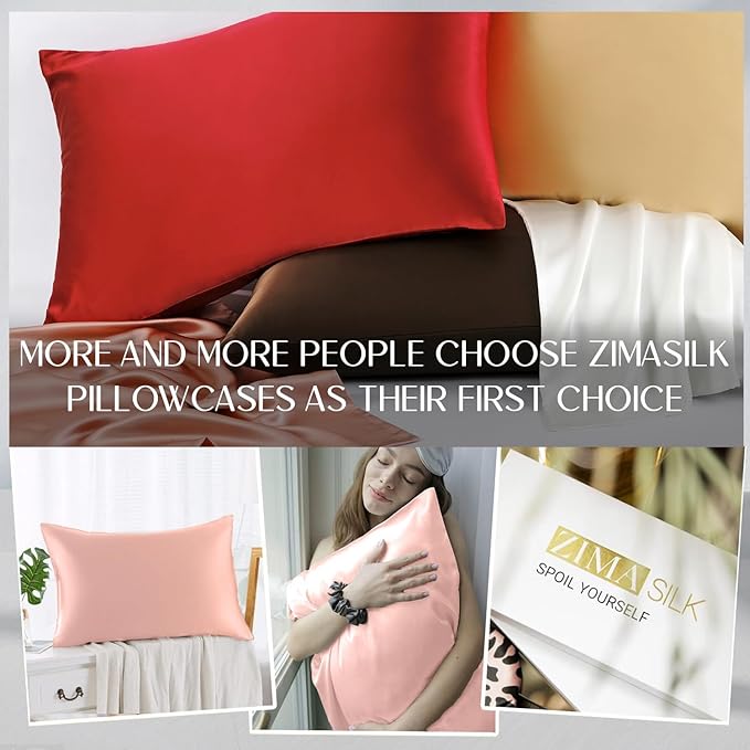 ZIMASILK 100% Pure Mulberry Silk Pillowcase for Hair and Skin Health,Soft and Smooth,Both Sides Premium Grade 6A Silk,600 Thread Count,with Hidden Zipper,1pc (King 20''x36'',Coral) - Bloomnest