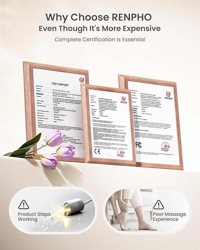 RENPHO Foot Massager Machine with Heat [2026 Upgraded], Shiatsu Foot Massager for Plantar Fasciitis, Birthday Gifts for Women, Wireless Control, Best Gifts for Women/Mom/Wife, PU