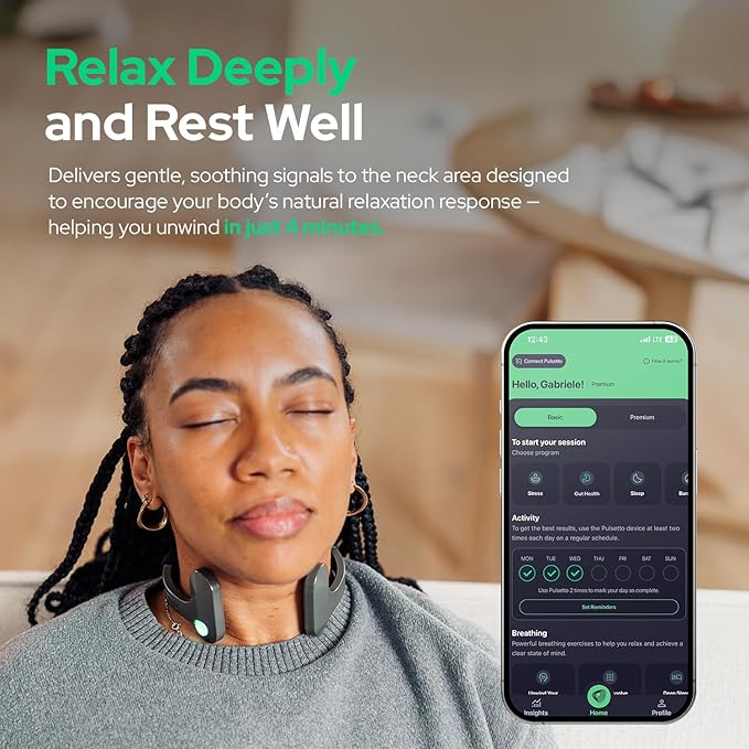 Pulsetto Wellness Wearable with Vagus Nerve Support – Patented Neuro Technology for Relaxation, Stress Balance, Focus, and Restful Sleep