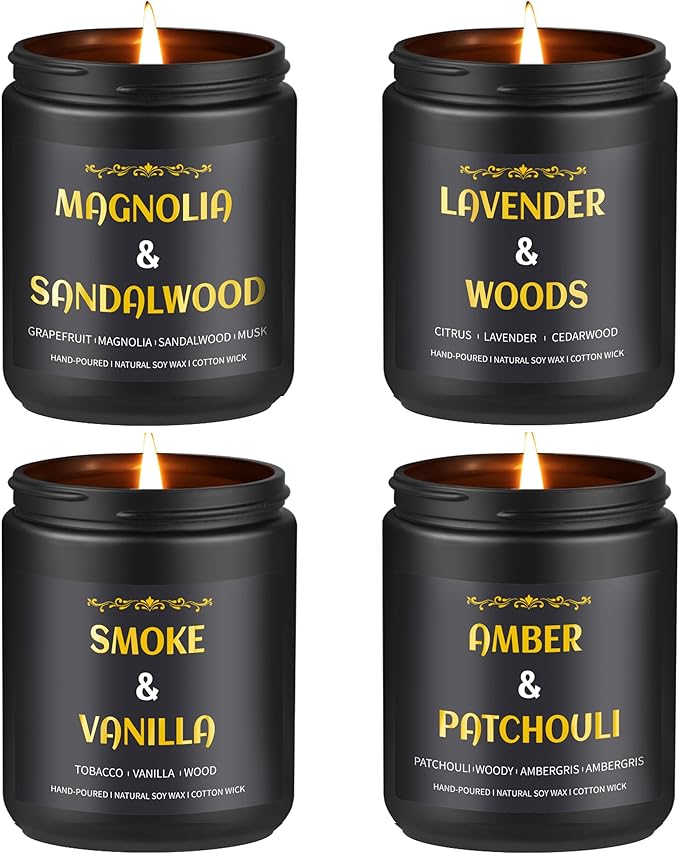 4 Pack Scented Candles for Home Scented, Vanilla Candle, Lavender Candles, 28 oz 200 Hour Long Lasting Natural Soy Wax Candle for Women Men,Birthday, Mother's Day,Anniversary,Christmas - Bloomnest