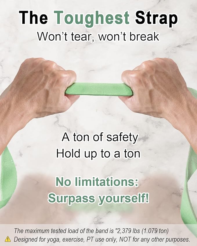 Tumaz Stretching Strap - 10 Loops & Non-Elastic Yoga Strap - The Perfect Home Workout Stretch Strap for Physical Therapy, Yoga, Pilates, Flexibility - [Extra Thick, Durable, Soft] - Bloomnest