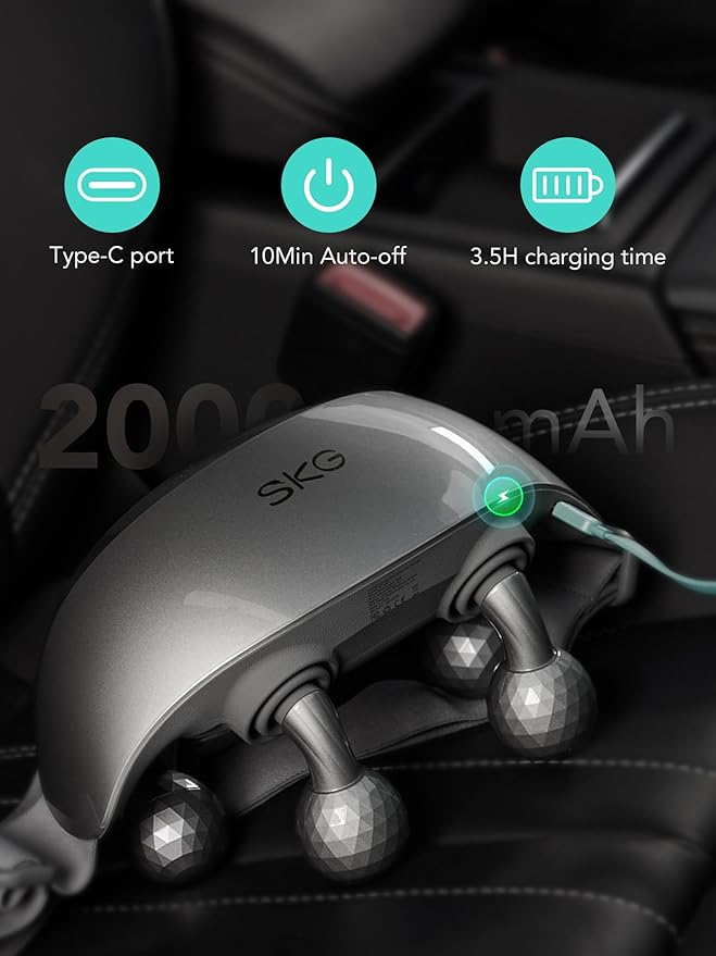 SKG Neck Massager for Pain Relief Deep Tissue Shiatsu Neck and Shoulder Cordless Massger with Heat Gifts for Men and Women Dad Mom Grandpa H7 Ultra Grey