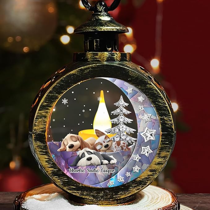 WRAPPINESS Personalized Sleeping Dog Christmas Lantern for Dog Lovers, Memorial Lantern Loss of Dog, Deepest Sympathy Gift for Pet Loss, Hardest Goodbye Dog Remembrance Gift - Bloomnest