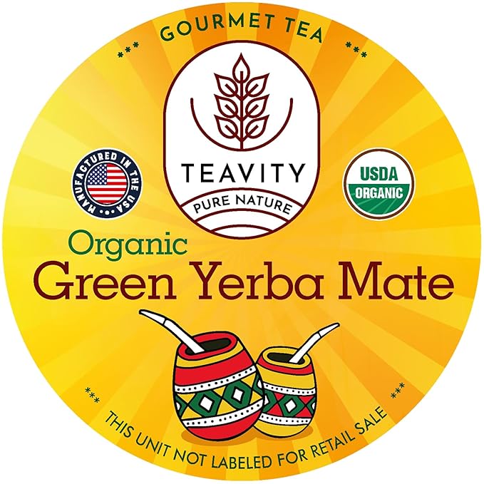 Organic Yerba Mate Tea Pods for Keurig - Green, Unsmoked Yerba Mate by Teavity (36 Tea Pods) - Bloomnest