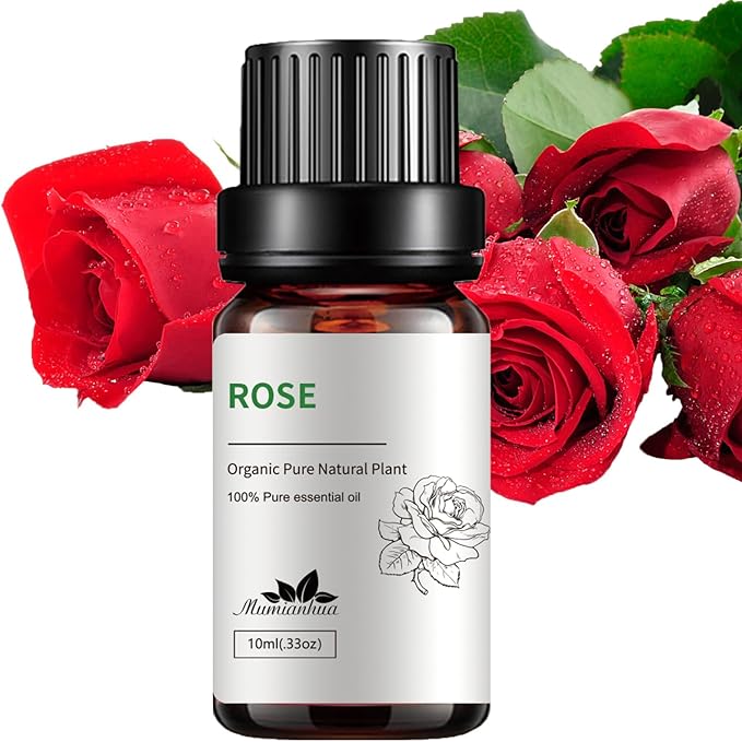 Rose Essential Oil, 100% Pure & Natural Aroma Oils for Aromatherapy Diffuser, Skin & Hair Care, Perfume, Soap & Candle Making, 0.33 Fl Oz / 10ml Mumianhua - Bloomnest