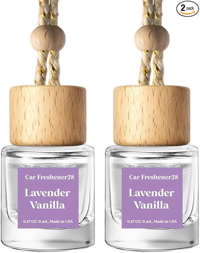 C Classy Car Air Freshener Hanging 2 Pack, Lavender Vanilla Essential Oil Diffuser for C ar, Cute Air Freshener, Long-Lasting Fragrance, C ar Air Fresheners for Women & Men Gift, Made in USA - Bloomnest