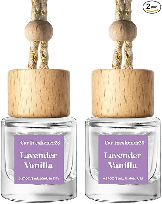C Classy Car Air Freshener Hanging 2 Pack, Lavender Vanilla Essential Oil Diffuser for C ar, Cute Air Freshener, Long-Lasting Fragrance, C ar Air Fresheners for Women & Men Gift, Made in USA - Bloomnest
