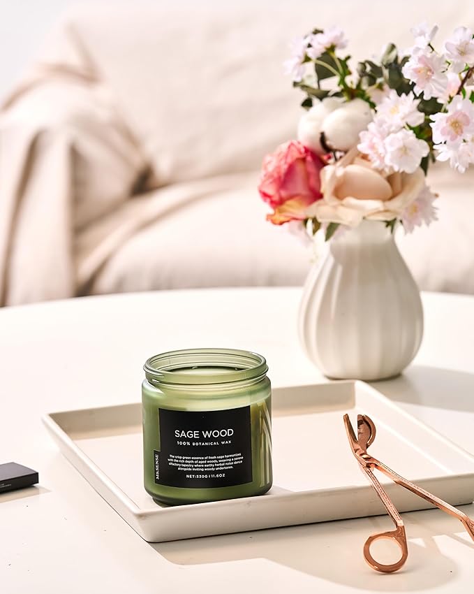M&SENSE Sage Wood Scented Candle, 11.6oz 70 Hours Long Lasting Clean Non Toxic All Natural Soy Wax Candle for Relaxing & Stress Relief, 2 Wick Home Fragrance Gifts for Home Decor - Bloomnest