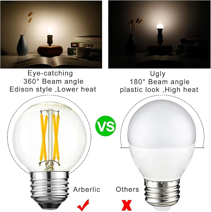 Arberlic G16.5 Light Bulb dimmable,4W E26 LED Bulb Equivalent 40 watt e26 Bulb,Neutral White 4000K,400lm,CRI>85,AC120V,Edison Style,Clear Glass,Flicker Free,Pack of 6 - Bloomnest