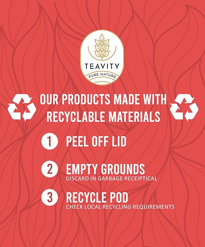 Organic Raspberry Apple Black Tea Pods for Keurig - Naturally Caffeinated Fruit Tea by Teavity (12 Tea Pods) - Bloomnest