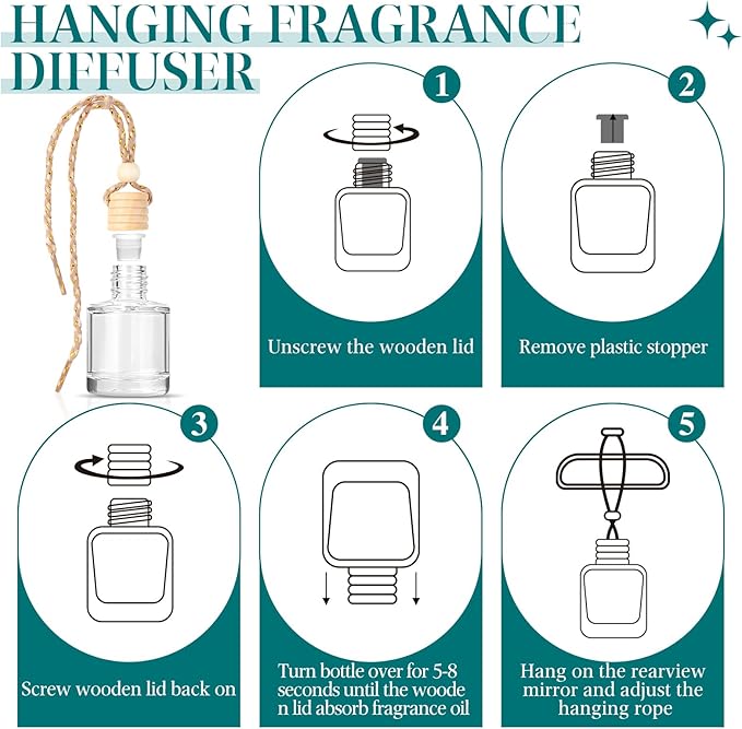 AROIC Premium Scent Car Air Freshener, 6 Pack Hotel Scent Collection Diffuser Set, Long Lasting Luxury Fragrance Essential Oil Aromatherapy, Hanging Air Freshener for Car Interior Accessories Unisex - Bloomnest