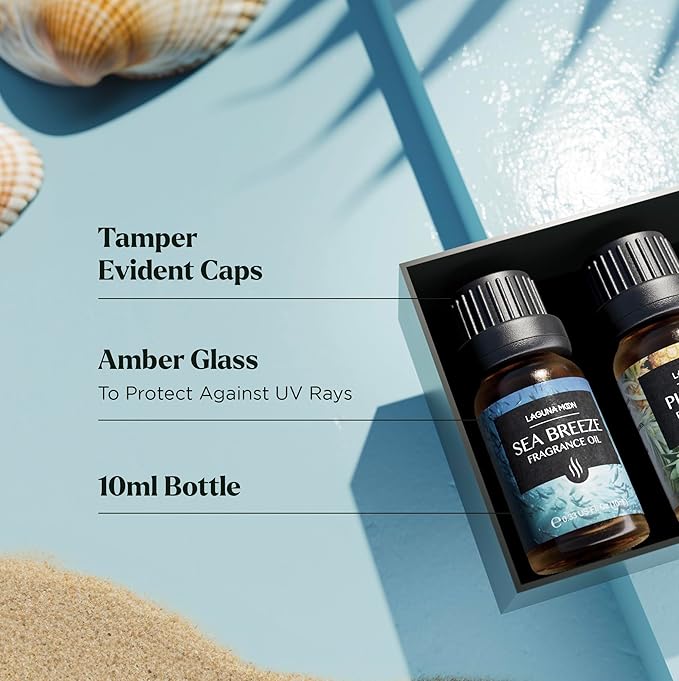 Lagunamoon Summer Essential Oils Set - Holiday Breeze Gift Set for Diffusers, Home Care, Candle Making, Fragrance, Aromatherapy, Humidifiers, Gifts - Coconut, Pineapple, and Grapefruit (10ml) - Bloomnest