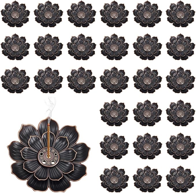 60Pcs Incense Holder, Incense Burner Cone Burner Ash Catcher Lotus Incense Stick Holder Vintage Flower Shaped Multihole Holders for Home Fragrance Decor Sauna Yoga SPA Bedroom - Bloomnest