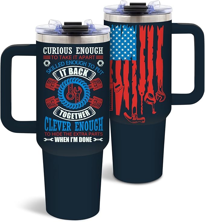 DUUV Mechanic Tumbler 40 Oz for Christmas Thanksgiving, Curious Enough To Take It Apart Mechanic Gifts for Men Dad Husband Engineers Repairman Electrician DIY Tinkerer Car Enthusiasts, 1PC - Bloomnest