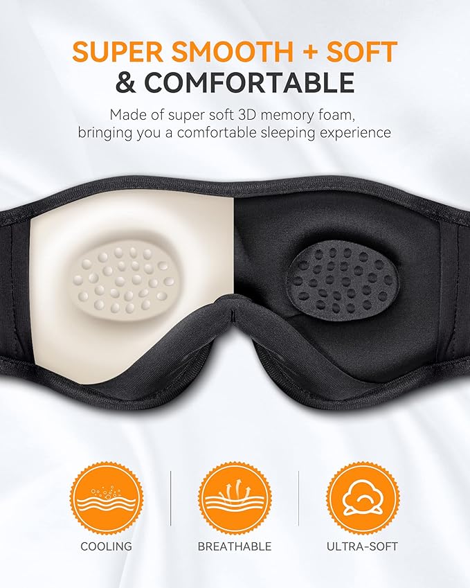 MUSICOZY 3D Bluetooth Sleep Mask with Headphones, Wireless Music Sleep Headband Eye Mask for Side Sleepers, Men, Women, and Mom, Ideal for Sleeping, Travel, Meditation, Cool Tech Gifts - Bloomnest