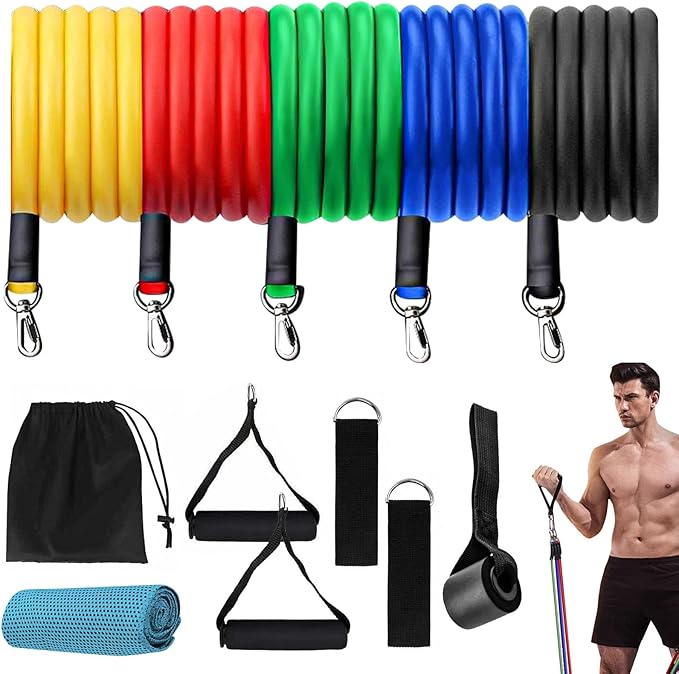Resistance Bands, Resistance Band Set, Strength Training Fitness Bands, Exercise Bands for Men and Women, Resistance Bands with Handles, Door Anchor, for Shape Body and Home Workouts - Bloomnest