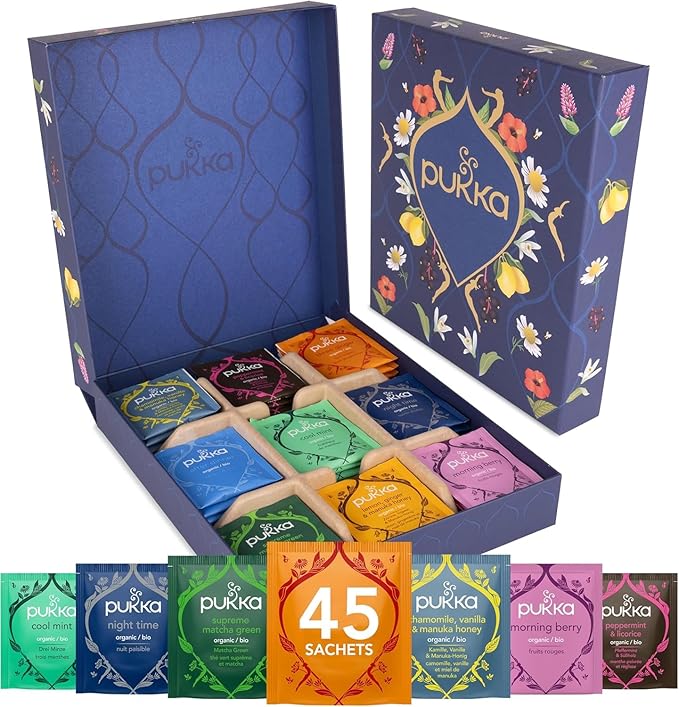 Pukka Premium Herbal Tea Selection Gift Set Box, Ideal Gift For Holidays, Birthdays & Anniversaries, Self-Care Kit for Tea Lovers, 45 Teabags, 9 Delicious Flavors, Caffeine Free - Bloomnest
