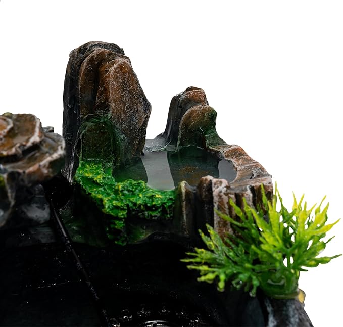 Rockery Stream Tabletop Fountain with Atomizer,Water Pump,LED Light Zen Meditation Indoor Waterfall Feature Indoor Relaxation Desktop Fountain for Home Office Bedroom Decoration (A) - Bloomnest