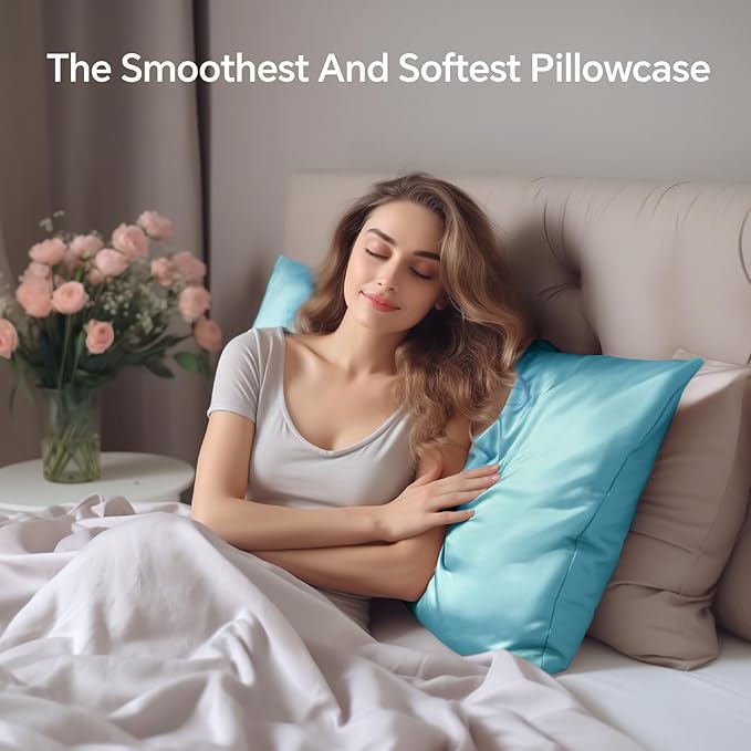 INFIIXSO Mulberry Silk Pillowcase for Hair and Skin, Silk Pillow Cases Standard Size with Hidden Zipper 20x26 Inches, Ultra Smooth and Soft Cooling Pillow Cases for Hot Sleepers(ICY Morn, 1 Pack) - Bloomnest