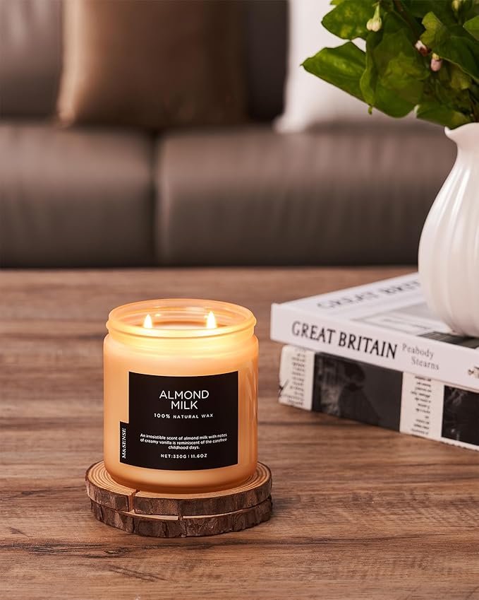 M&SENSE Creamy Vanilla Scented Candle, 11.6oz Clean Non Toxic Home Sweet Scent 70 Hours Burn Time Fragrance Candle for Women Teacher Friends, 2 Wick Natural Soy Wax for Home Decor - Bloomnest