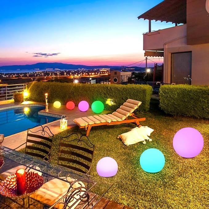 LED Night Light Ball Globe Lamp with Remote 8 Inch 16 RGB Colors Dimmable Mood Lights Rechargeable Outdoor Globe Light for Patio Nursery or Home Decor IP65 Waterproof Ball Light - Bloomnest