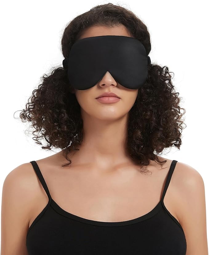 ALASKA BEAR Sleep Mask with Silk-Covered Headband for Hair Care, Silk Eye Mask Comfortable Scrunchy Band Over Ears (Built-in Contour Insert, Luxury 22 Momme) - Bloomnest
